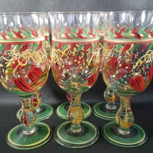 Set of 6 Hand Painted Poco Grande Piña Colada Glasses - Picture 5 of 7